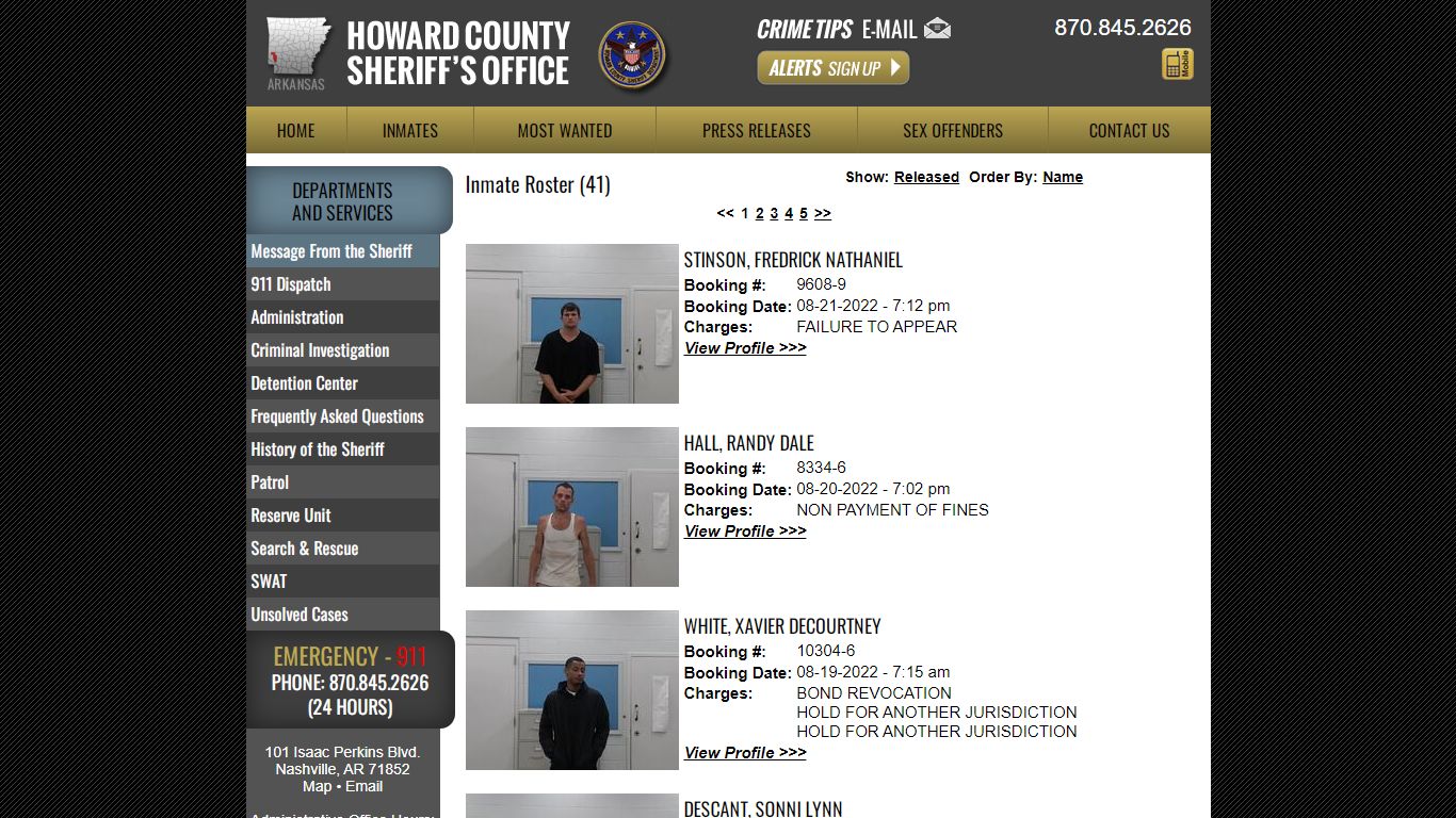 Inmate Roster - Current Inmates Booking Date Descending - Howard County ...